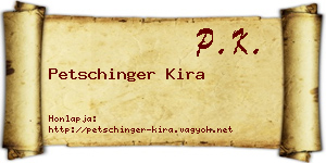 Petschinger Kira névjegykártya
